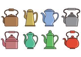 Set Van Theepot Pictogrammen vector