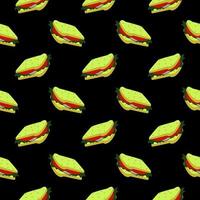 klein hamburgers, naadloos patroon Aan zwart achtergrond. vector