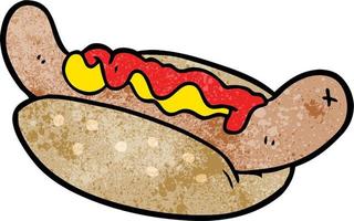 retro grunge structuur tekenfilm hotdog vector