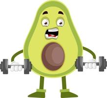avocado hijs- gewichten, illustratie, vector Aan wit achtergrond.
