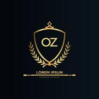 oz brief eerste met Koninklijk sjabloon.elegant met kroon logo vector, creatief belettering logo vector illustratie.