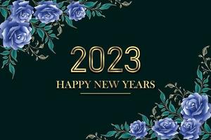 2023 gelukkig nieuw jaar met bloemen achtergrond ontwerp. groet kaart, banier, poster. vector illustratie.