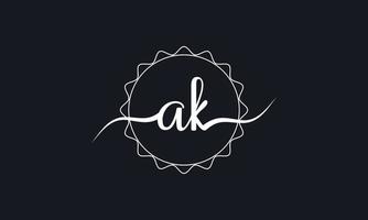 handschrift stijl brief ak logo ontwerp. ak logo ontwerp vector pro vector.