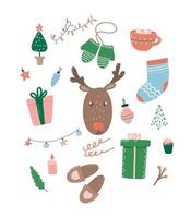 Kerstmis clip art. vector reeks van nieuw jaar elementen voor stickers, ansichtkaarten, verpakking, decor.