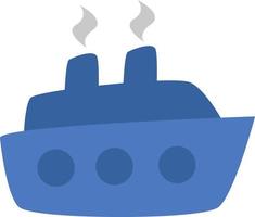 blauw vervoer schip, illustratie, vector Aan een wit achtergrond.