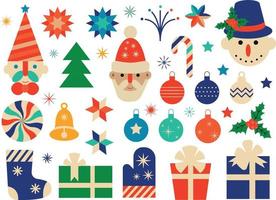 Kerstmis vakantie decoraties en elementen de kerstman claus, sneeuwman, Kerstmis decoraties. vector vlak illustratie