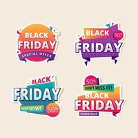 set van kleurrijke zwarte vrijdag verkoop label vector