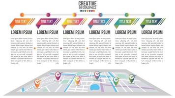 infographic moderne tijdlijn met kaartsysteem vector