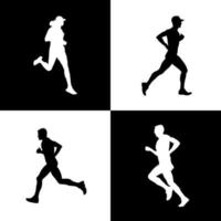 silhouet van mensen rennen vector illustratie