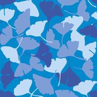 vector naadloos patroon tekening van blauw ginkgo bladeren willekeurig Aan blauw achtergrond