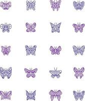 roze en Purper vlinders, illustratie, vector Aan een wit achtergrond.
