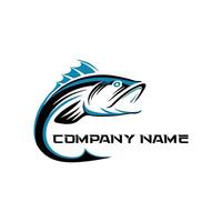 een logo illustratie van een combinatie van vis en haak vector