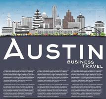 Austin horizon met grijs gebouwen, blauw lucht en kopiëren ruimte. vector