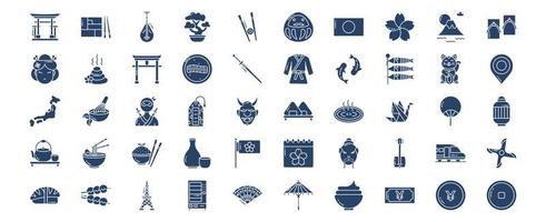 verzameling van pictogrammen verwant naar Japan land en cultuur icoon set, inclusief pictogrammen Leuk vinden bento, biwa, bonsai, karbonade stok en meer. vector illustraties, pixel perfect reeks