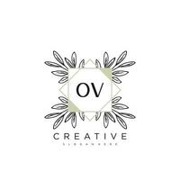 ov eerste brief bloem logo sjabloon vector premie vector kunst