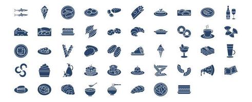 verzameling van pictogrammen verwant naar Italiaans voedsel en gerecht, inclusief pictogrammen Leuk vinden ansjovis, arancini, biscuit, bombolone en meer. vector illustraties, pixel perfect reeks