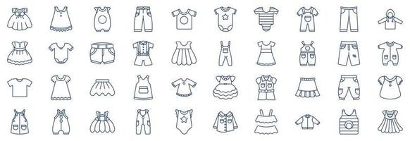 verzameling van pictogrammen verwant naar kinderen kleding en jurk, inclusief pictogrammen Leuk vinden kort, broek, kort, en meer. vector illustraties, pixel perfect reeks