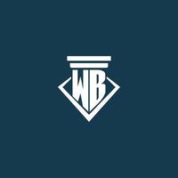 wb eerste monogram logo voor wet stevig, advocaat of pleiten voor met pijler icoon ontwerp vector