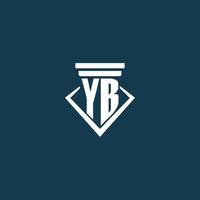 yb eerste monogram logo voor wet stevig, advocaat of pleiten voor met pijler icoon ontwerp vector