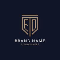 eo eerste logo monogram met gemakkelijk luxe schild icoon ontwerp vector