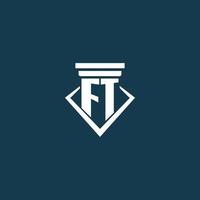 ft eerste monogram logo voor wet stevig, advocaat of pleiten voor met pijler icoon ontwerp vector