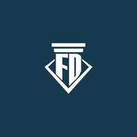 fd eerste monogram logo voor wet stevig, advocaat of pleiten voor met pijler icoon ontwerp vector
