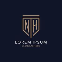 nh eerste logo monogram met gemakkelijk luxe schild icoon ontwerp vector