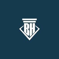bh eerste monogram logo voor wet stevig, advocaat of pleiten voor met pijler icoon ontwerp vector
