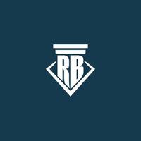 rb eerste monogram logo voor wet stevig, advocaat of pleiten voor met pijler icoon ontwerp vector