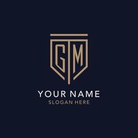 gm eerste logo monogram met gemakkelijk luxe schild icoon ontwerp vector