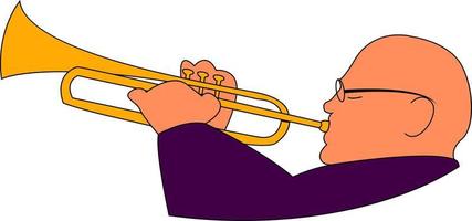 trompettist, illustratie, vector Aan wit achtergrond.