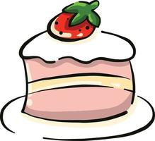 roze taart, illustratie, vector Aan een wit achtergrond.