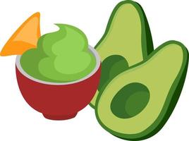 groen guacamole, illustratie, vector Aan wit achtergrond