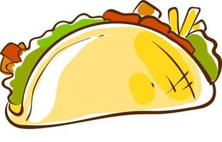 taco vlak tekening, illustratie, vector Aan wit achtergrond.