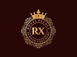 brief rx antiek Koninklijk luxe Victoriaans logo met sier- kader. vector