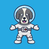 schattig tekenfilm astronaut hond vector