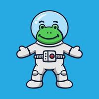 schattig tekenfilm astronaut kikker vector