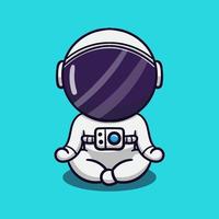 schattig tekenfilm astronaut zittend yoga vector