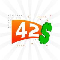 42 dollar valuta vector tekst symbool. 42 Amerikaanse Dollar Verenigde staten dollar Amerikaans geld voorraad vector