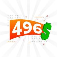 496 dollar valuta vector tekst symbool. 496 Amerikaanse Dollar Verenigde staten dollar Amerikaans geld voorraad vector