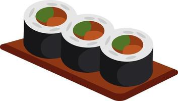 Aziatisch sushi, illustratie, vector Aan een wit achtergrond