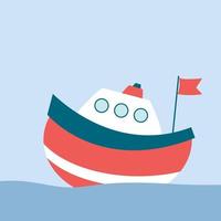 schip Aan water, illustratie, vector Aan wit achtergrond.