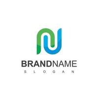 brief n logo met blauw en groen kleur vector