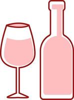 wijn fles en glas, illustratie, vector Aan wit achtergrond.