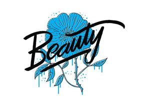 Beauty Blauwe Bloem Van letters vector