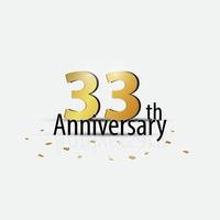 goud 33e jaar verjaardag viering elegant logo wit achtergrond vector