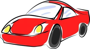 rood sport auto, illustratie, vector Aan wit achtergrond.