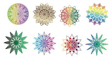 kleurrijk mandala , reeks mandala, mandala's, wijnoogst decoratief element, oosters patroon, vector, Islam, Arabisch, Indisch, Turks, Pakistan, Chinese, poef motieven, luxe sier- mandala vector