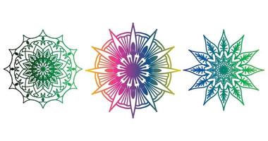 kleurrijk mandala , reeks mandala, mandala's, wijnoogst decoratief element, oosters patroon, vector, Islam, Arabisch, Indisch, Turks, Pakistan, Chinese, poef motieven, luxe sier- mandala vector