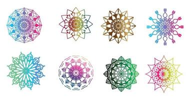 kleurrijk mandala , reeks mandala, mandala's, wijnoogst decoratief element, oosters patroon, vector, Islam, Arabisch, Indisch, Turks, Pakistan, Chinese, poef motieven, luxe sier- mandala vector